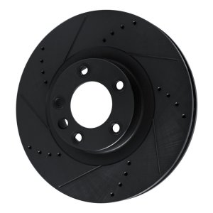 Porsche Cayenne Brake Rotor (1) - Right Front - R1 Concepts - Drilled & Slotted - Black - `11-`18